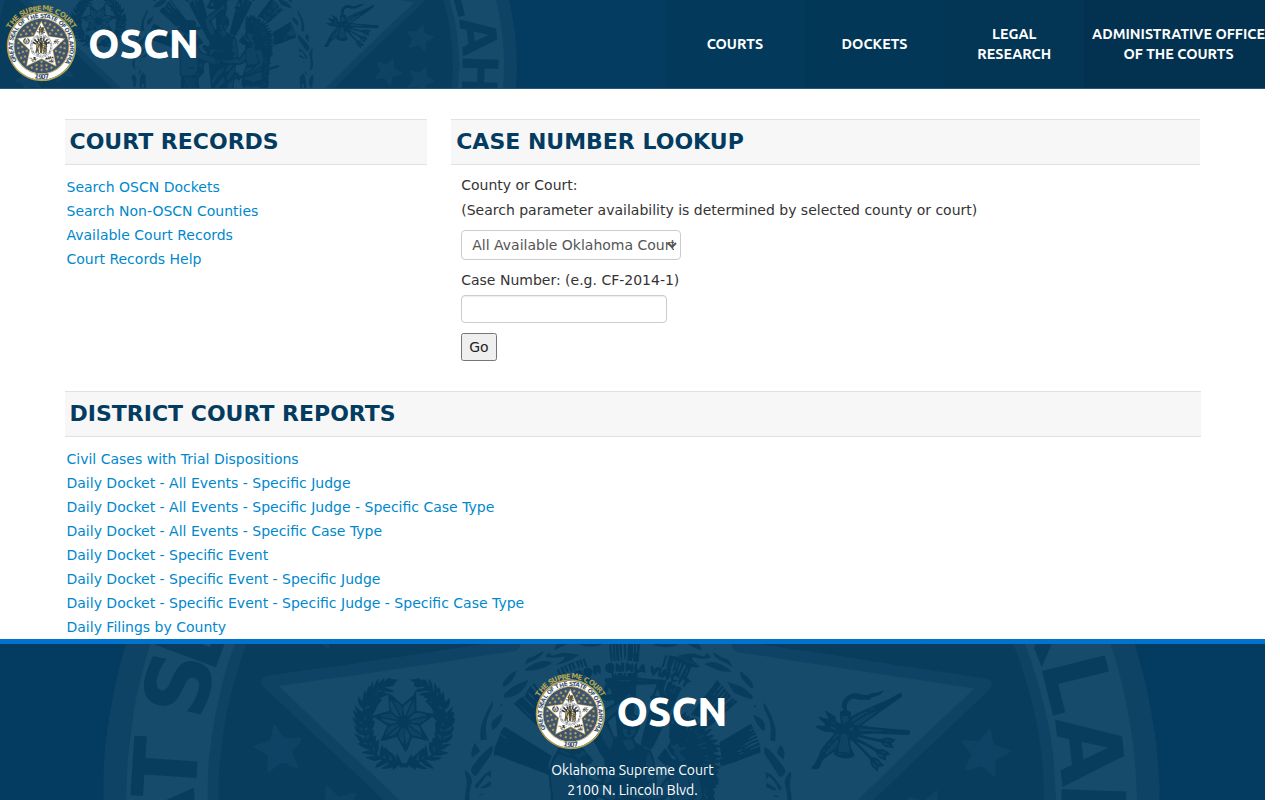 Yukon residents directory OSCN court docket search