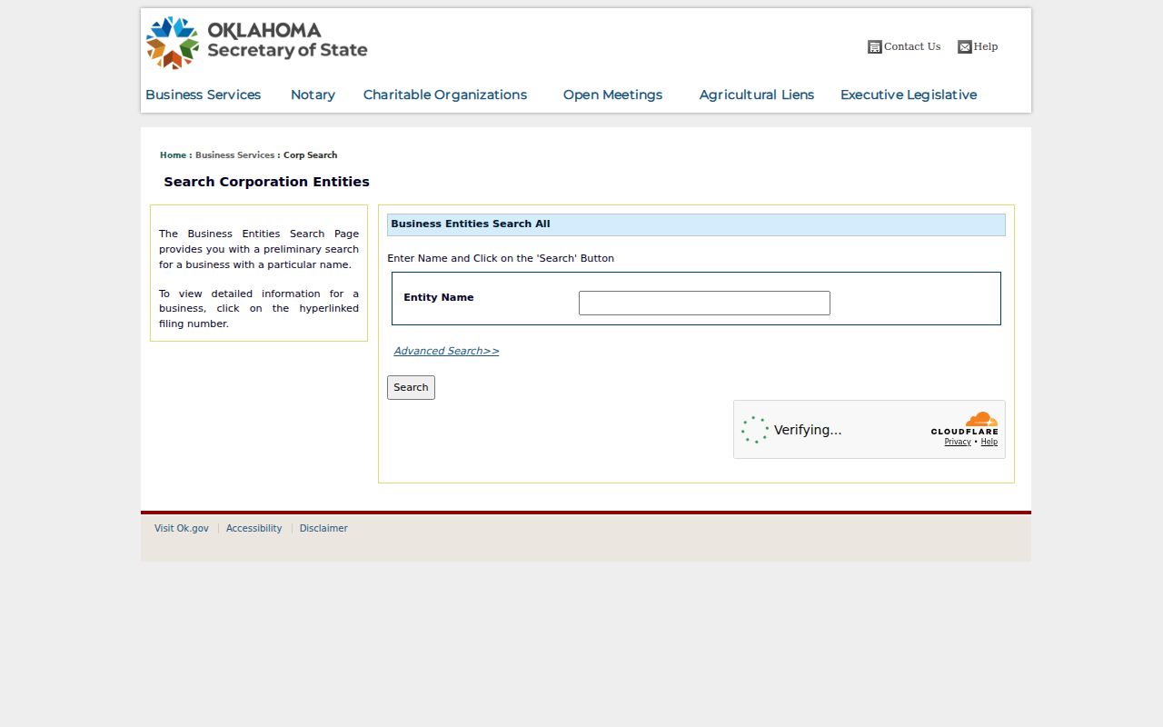 Yukon resident lookup Oklahoma business entity search